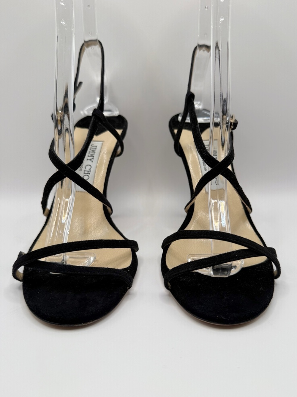 Authentic Jimmy Choo Black Suede Elaine Strappy Sandals High Heels Stiletto - Picture 6 of 15